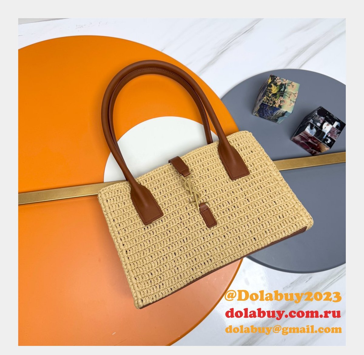 Ysl Panier Rectangle Mini Bag in Raffia