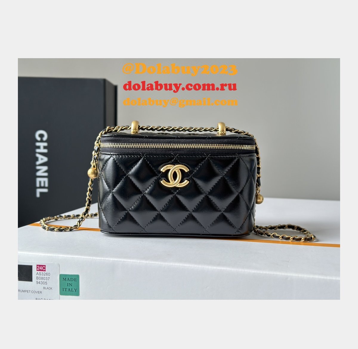 Top Quality Vintage Black Vanity Case 3651 Bag