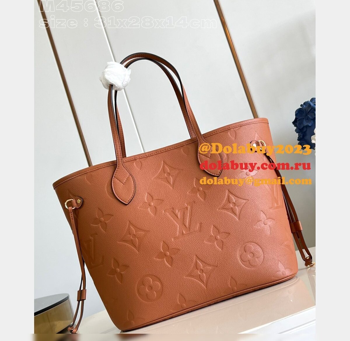Louis Vuitton Wholesale Neverfull Cognac M12605 Replica Bag