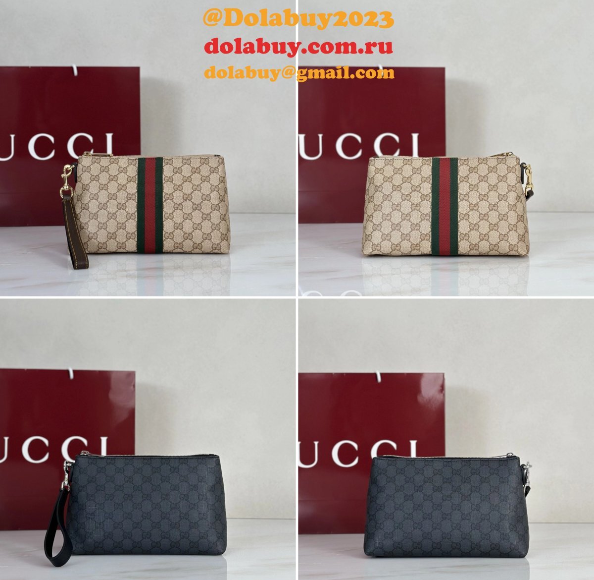 Gucci High Quality 875821 Small GG Pouch With Web For Men Bag