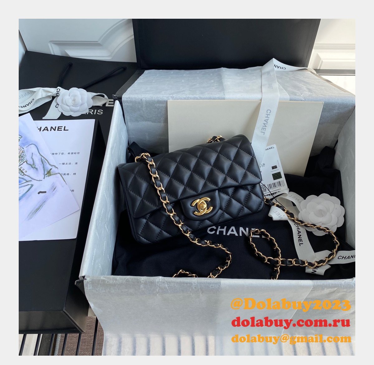 2020 Luxury CC CF 20CM Flap Lambskin Classic Black Bags