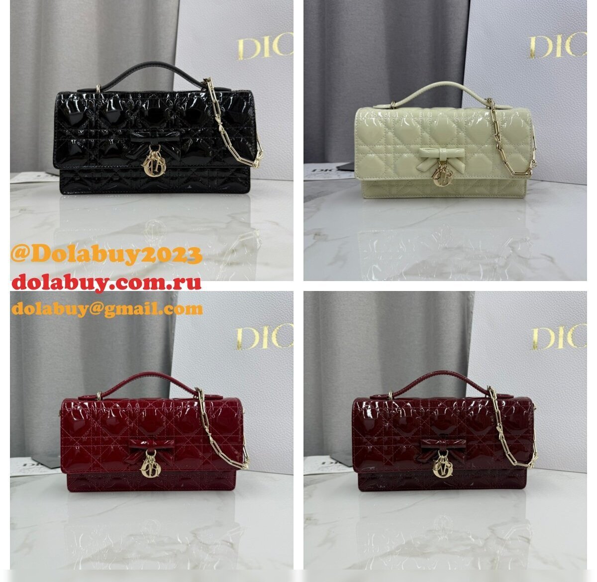 Dior Or My Dior Mini Bag Patent leather