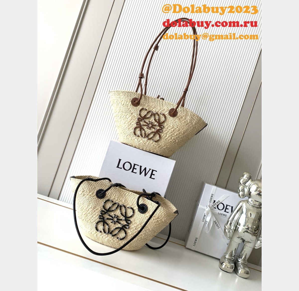 New Loewe Anagram Basket beach Bag