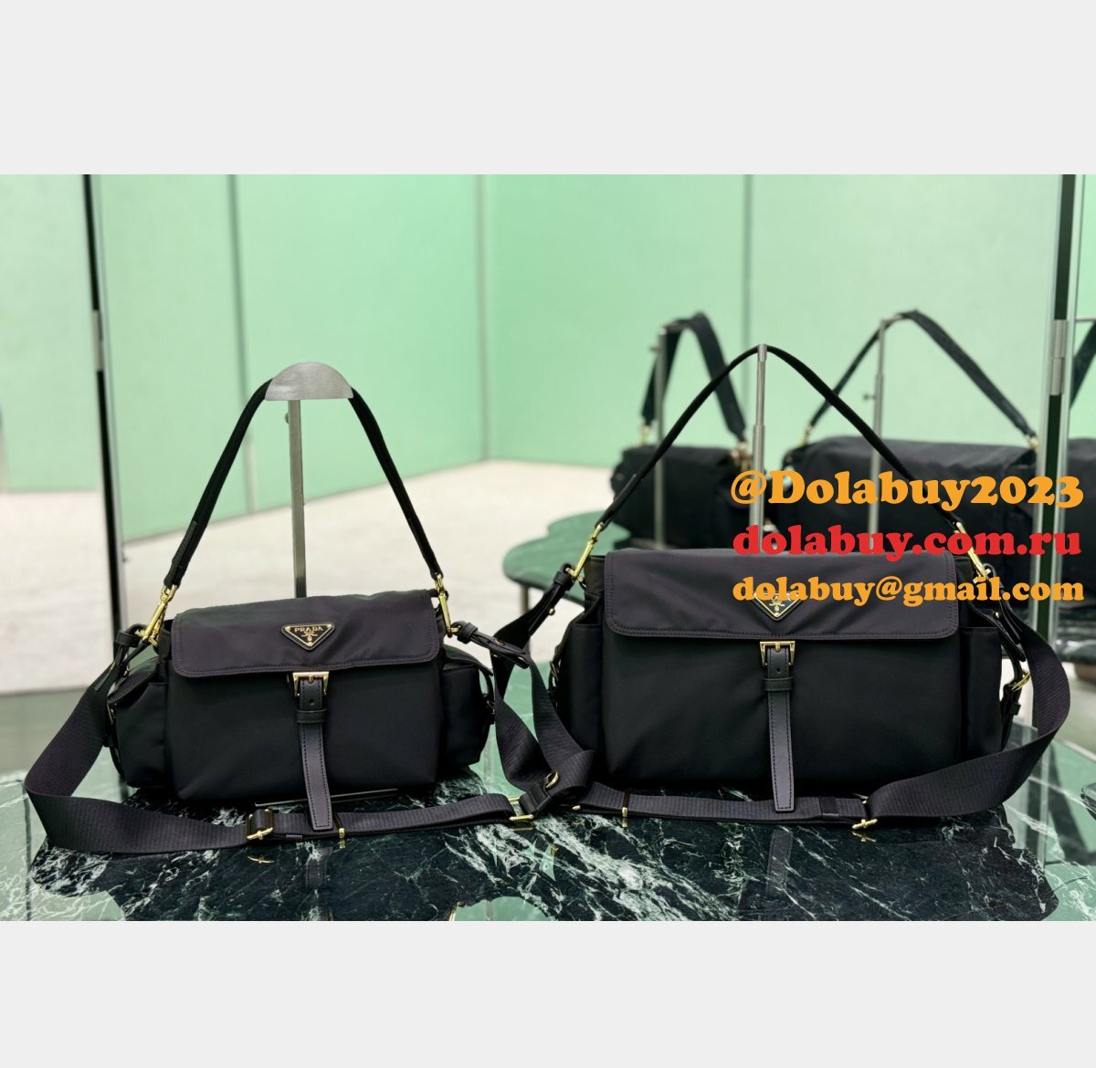 Prada Explore Re-Nylon shoulder bag with flap bLACK