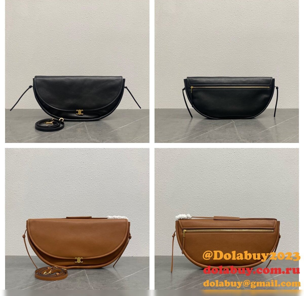 HALFMOON SOFT TRIOMPHE BAG IN SUPPLE LAMBSKIN