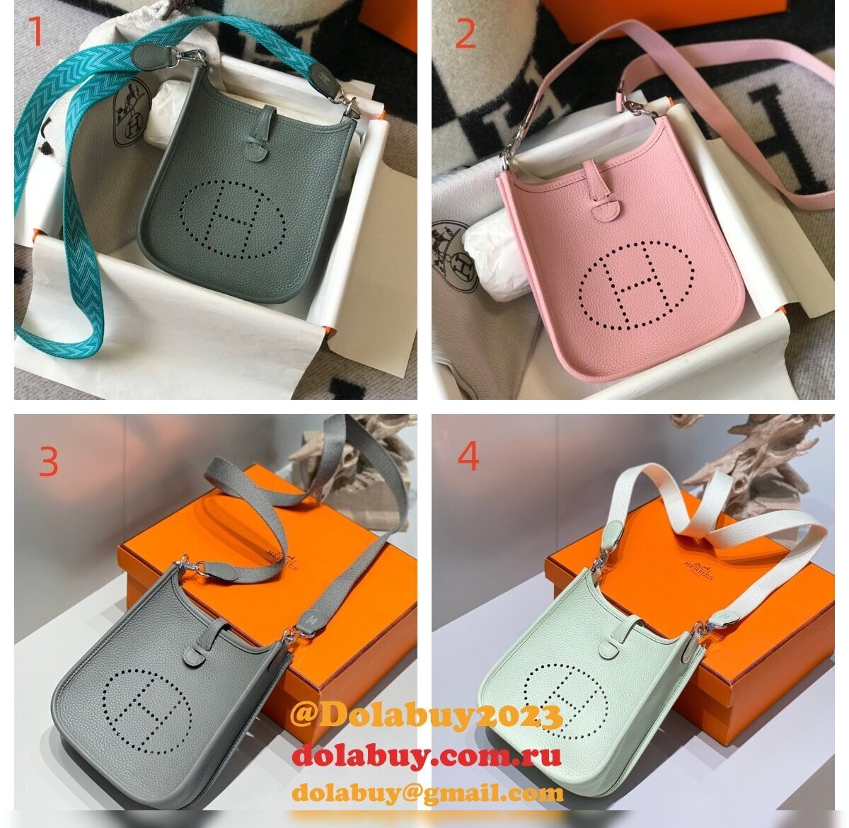 Top Hermes Mini 17CM Evelyne Bag Togo Leather