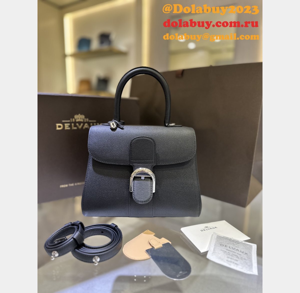 High Quality Black 99125066 Brillant RodéoCalf Delvaux Replica Bag