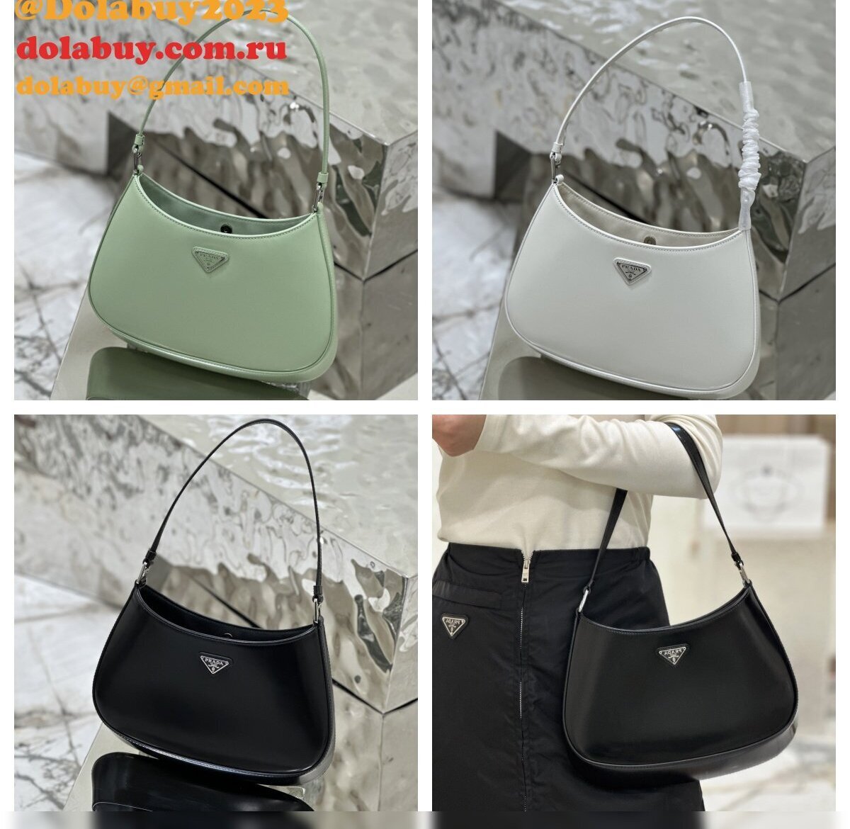 Prada Cleo brushed leather shoulder bag