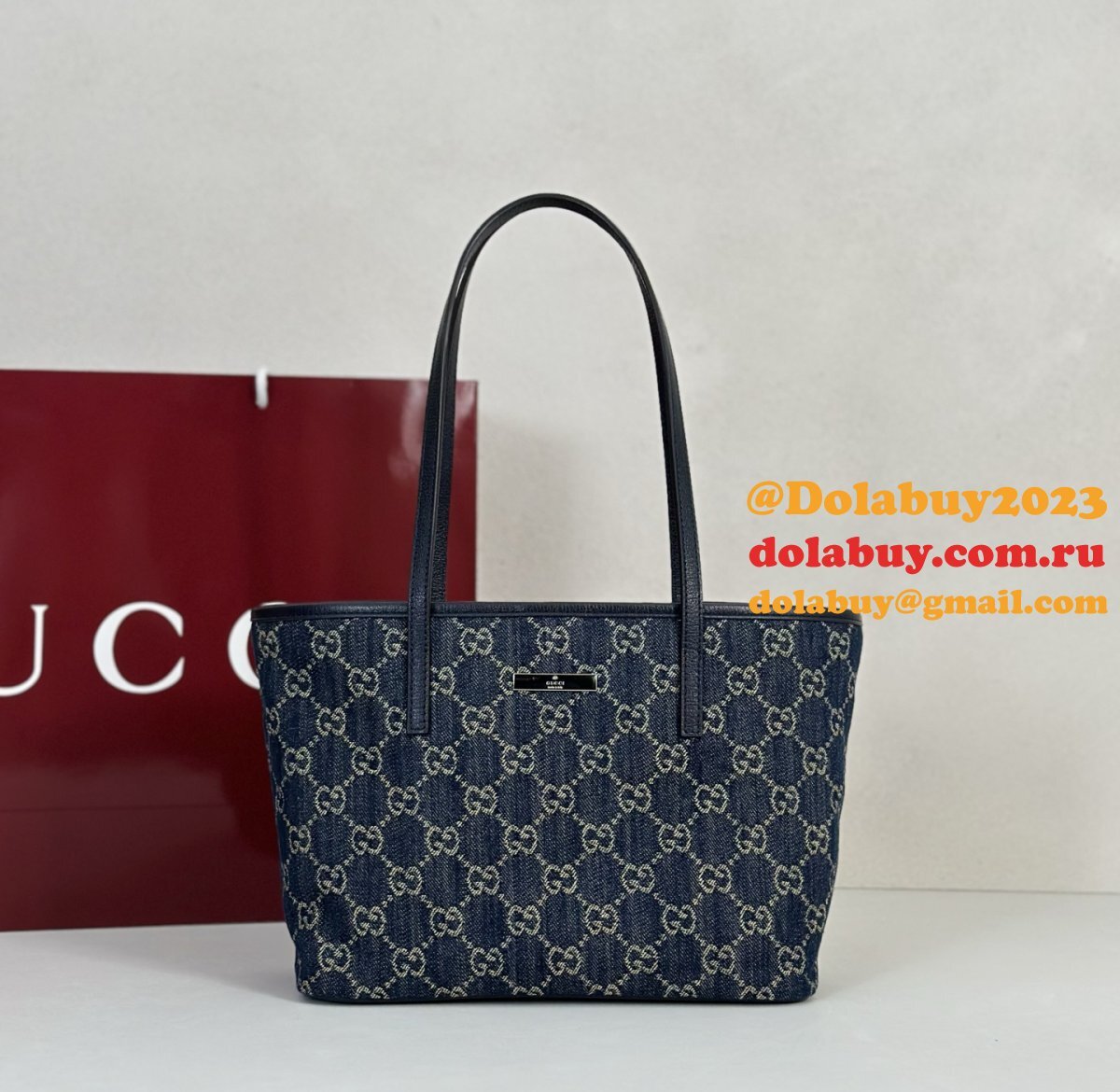 Gucci Tribeca 875236/874745 Tote Dark Blue GG Denim Bag