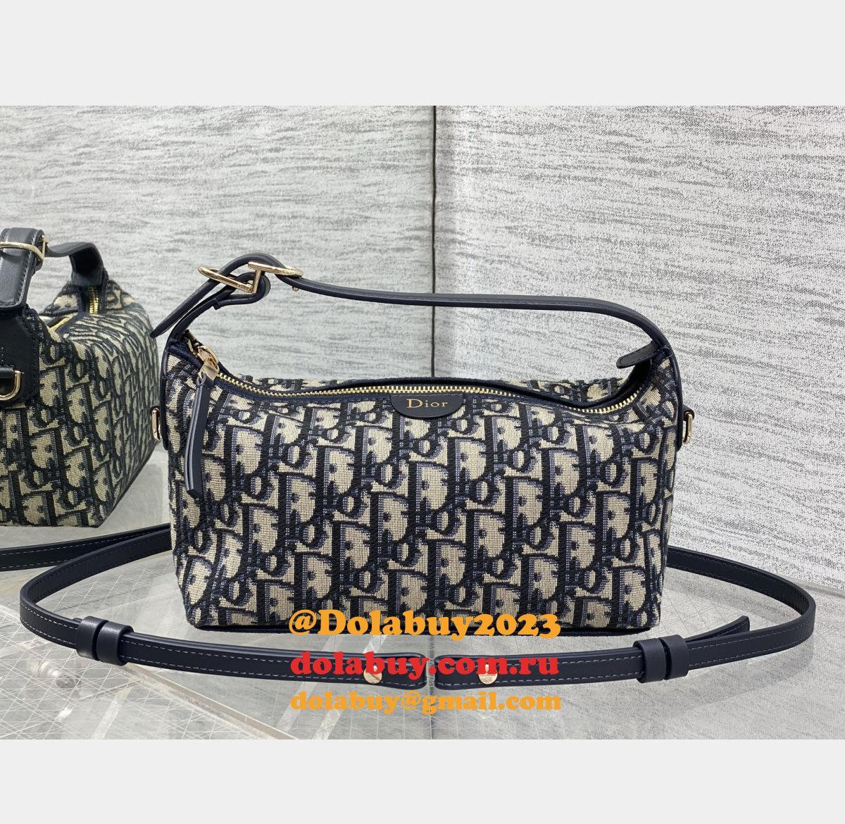 Dior Travel Nomad Pouch Blue 1:1 2875 Oblique Jacquard Fabric Bag
