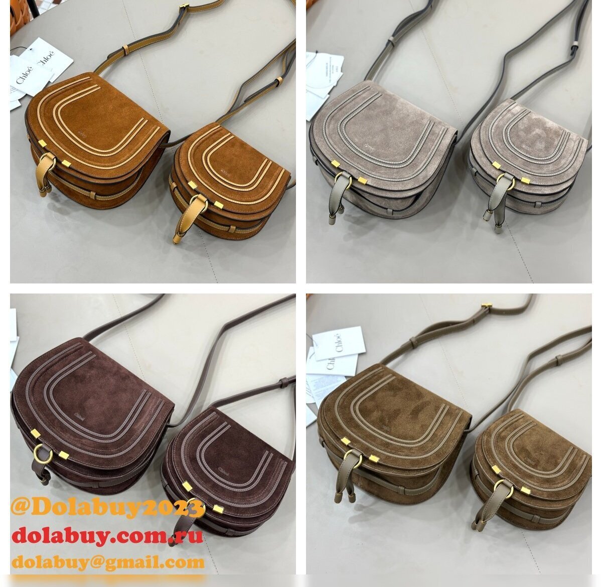 Marcie saddle bag in suede leather