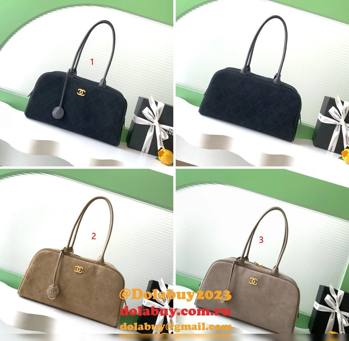 Luxury Perfect AS6211 Calfskin & Gold-tone Metal Bowling Bag